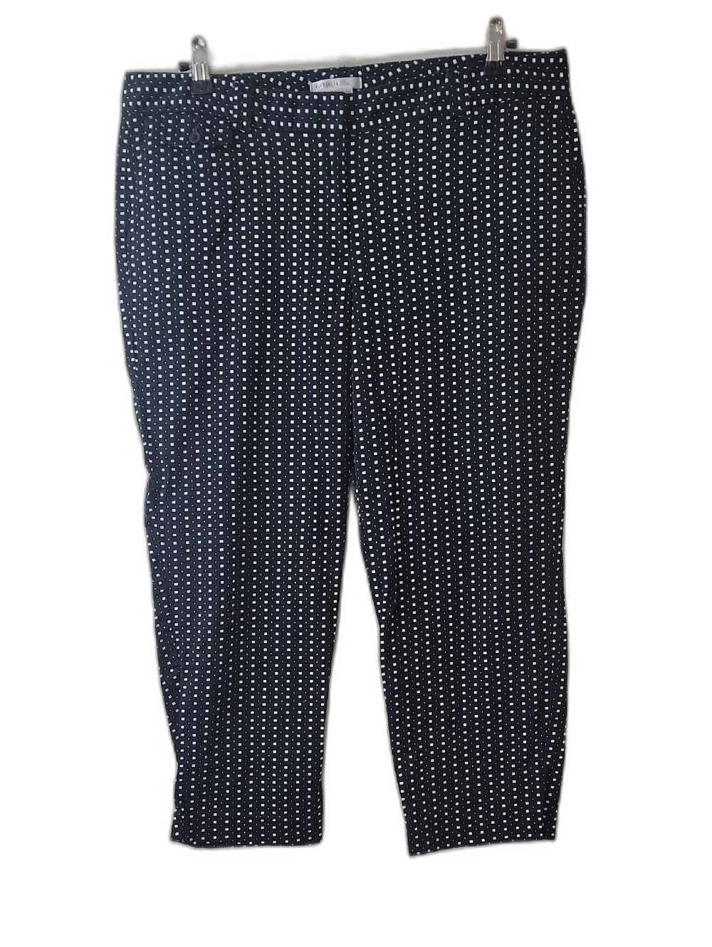 Van Heusen Black Cropped Pants with White Square Dot Print